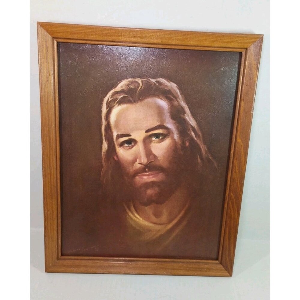 Warner Sallman PORTRAIT OF CHRIST 15.5"x12" Litho Art Jesus Vintage 1966 Picture
